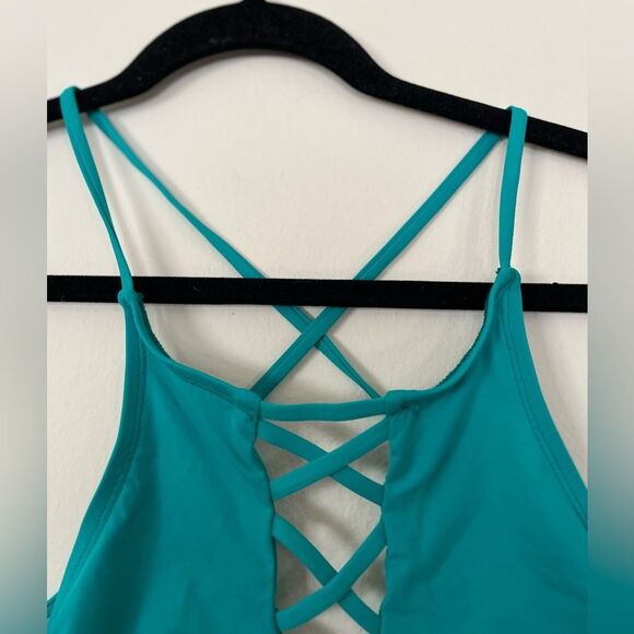 Dippin’ Daisy’s aquamarine, swim top, crisscross front pattern, back straps, M - Picture 4 of 6